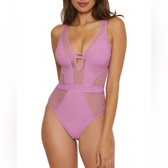 NWOT!! Becca by Rebecca - Virtue Network Show & Tell Plunge One Piece Swimsuit - Picture 1 of 8